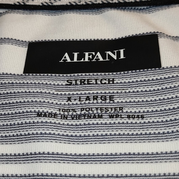 Alfani stretch V-neck geo white t-shirt - Picture 3 of 16